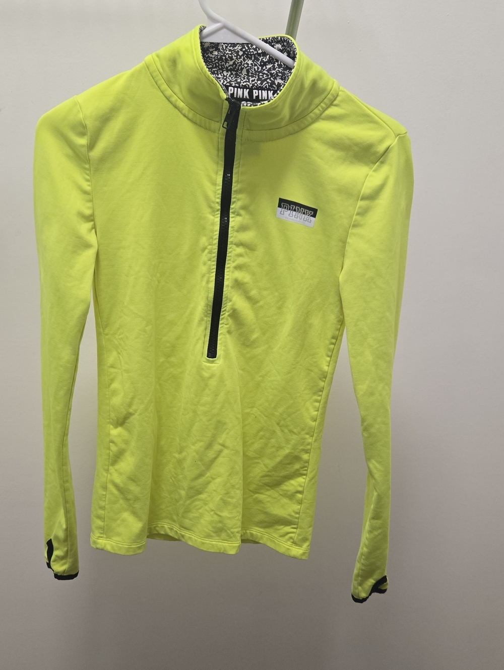 PINK Victoria's Secret Neon Yellow Womens Long-Sleeve Zipup